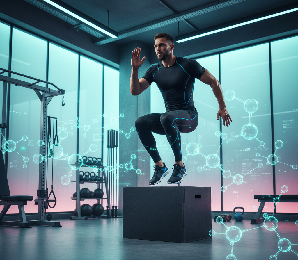 Athlete using peptide therapy for performance optimization in sports and biohacking.