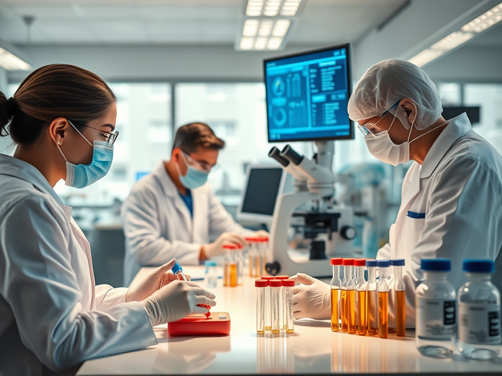 Doctor analyzing lab test results for safe peptide use.