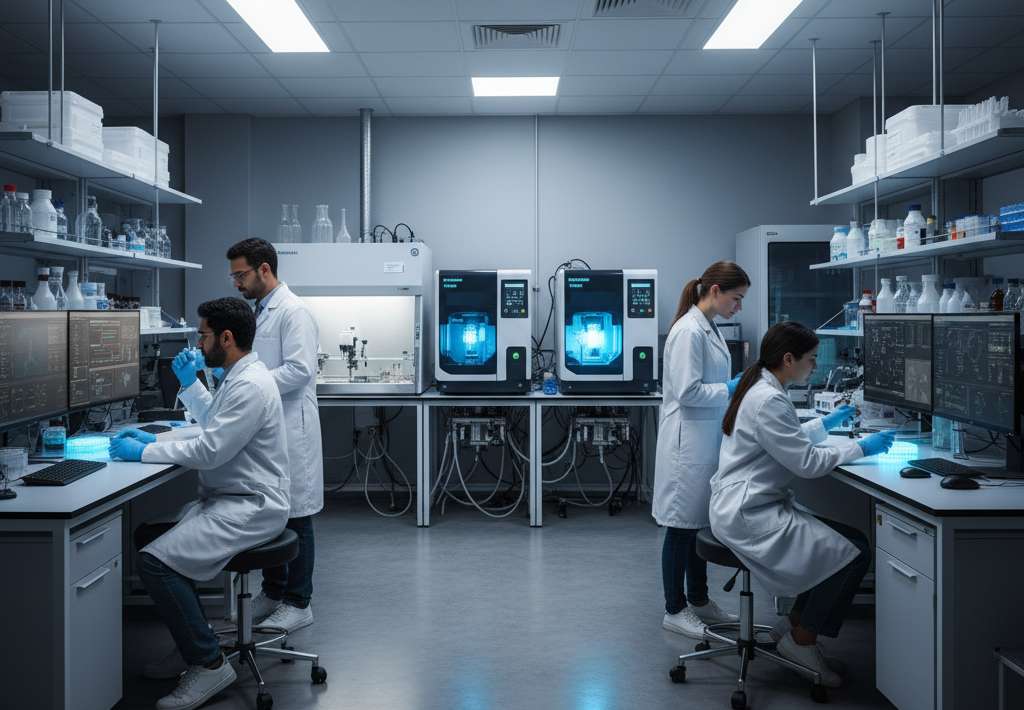 Modern laboratory infrastructure for peptide synthesis and production optimization